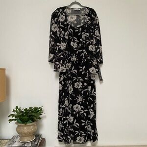 Karen Miller Dress With Sheer Overlay Size 22W Black Cream NWT